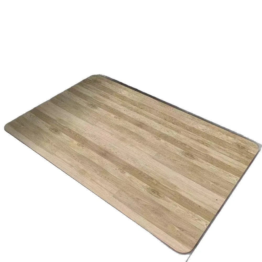 Square American wood grain diatom mud bathroom floor mat with geometric pattern on tile.