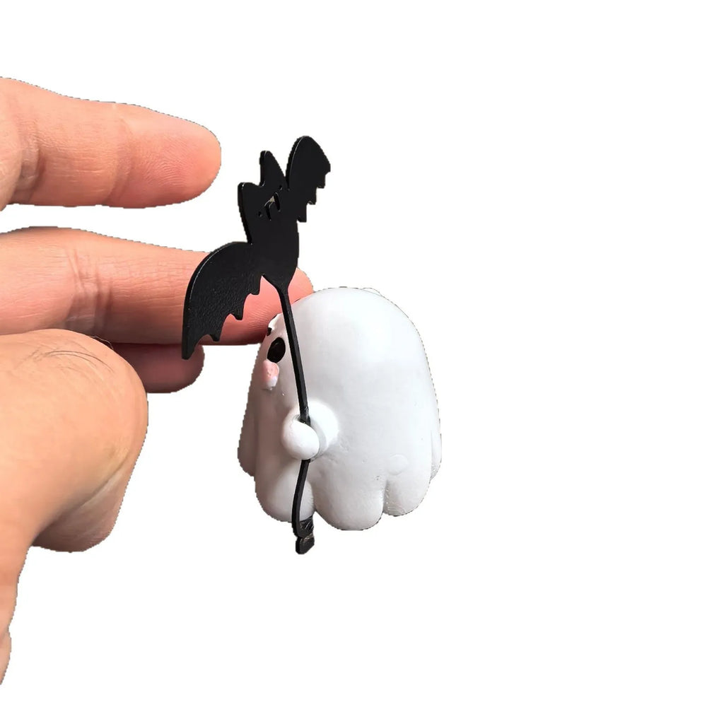 Miniature resin ghost walking dog statue Halloween decoration with ghost holding bat in American style