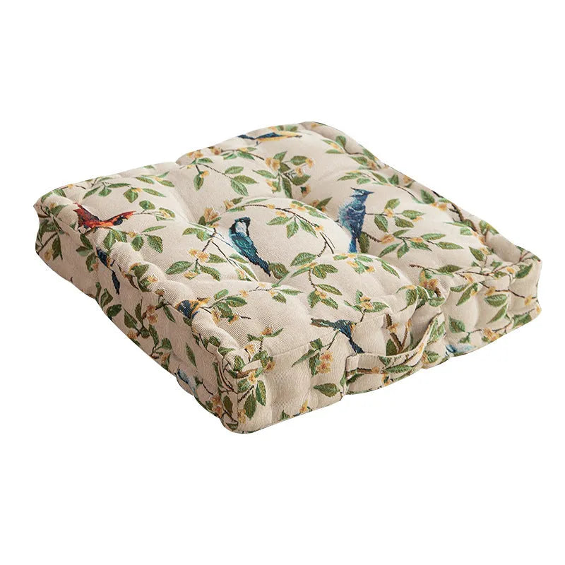 American floral pattern dining chair cushion with 8cm thick PP cotton filling in 40x40cm square dimensions