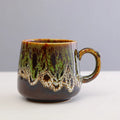 Large ceramic coffee mug in a mild luxury retro style, showing 8.5cm height and 8cm diameter.