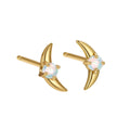 A pair of women's geometric drop earrings made from 925 sterling silver with coloured stones, shown in a gold tone finish.