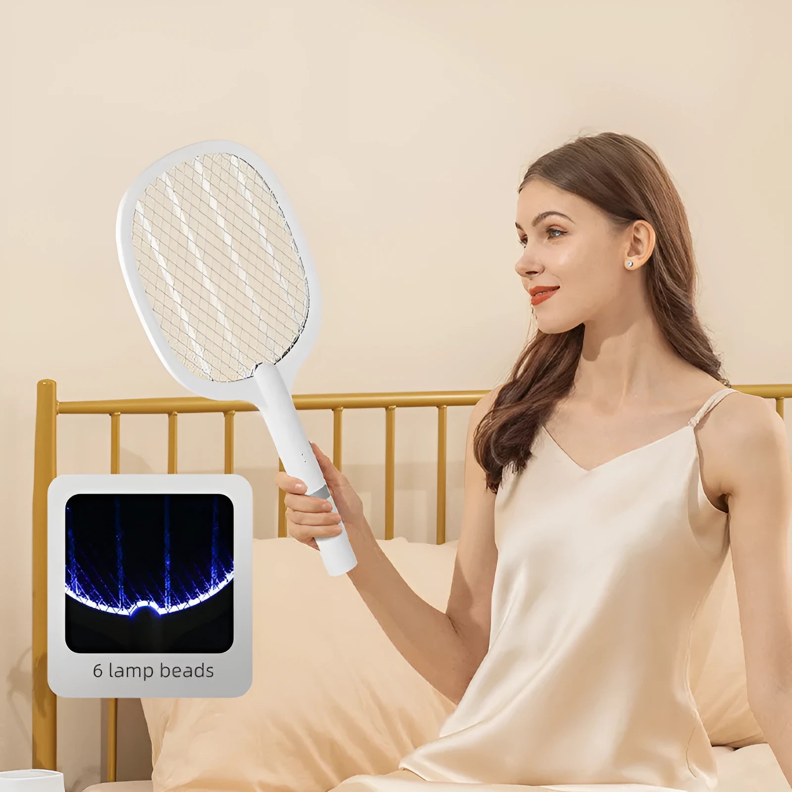 Rechargeable electric mosquito swatter with LED light in 959 and 996 colour options