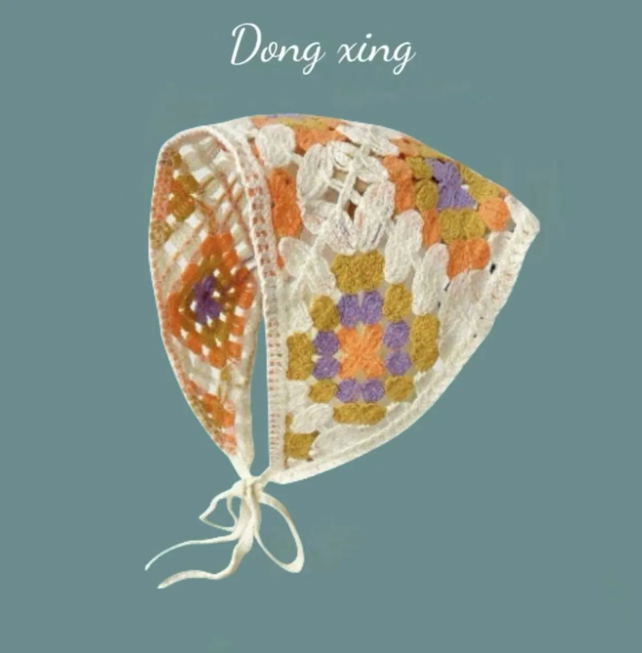 Cotton triangular headscarf with floral pattern in retro design for women's autumn winter accessory