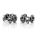 Stainless steel hollow skull earrings with geometric design and ear clips