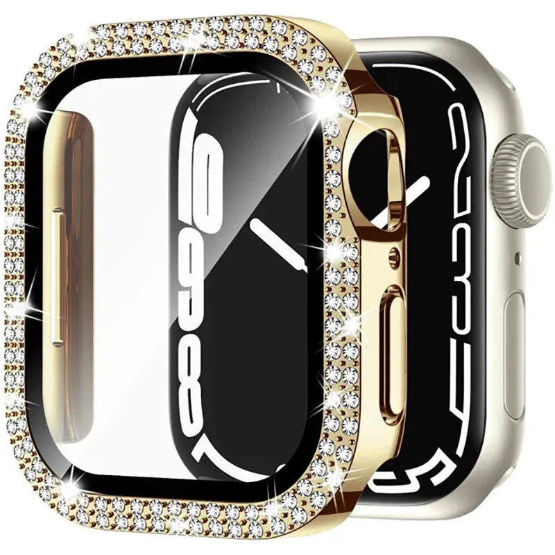 Apple Watch case with double diamond glass peep-proof screen protection in multiple colour options