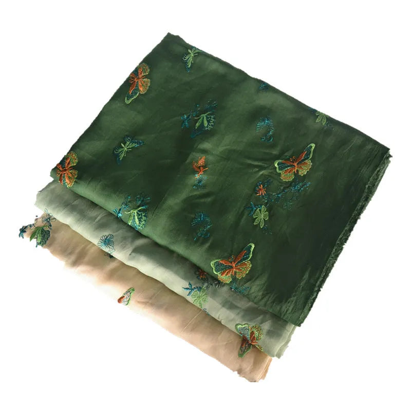 Pure ramie Hanfu fabric in beige, grass green and dark green colours, 140cm wide traditional clothing material