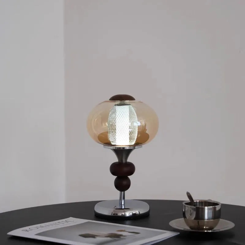 Solid wood palace style desk lamp with touch switch for dimming and colour changing