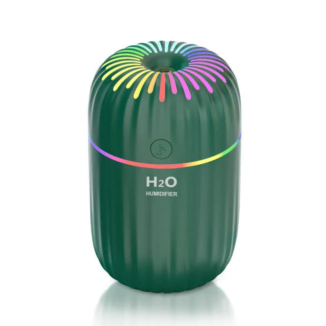 Mini animal-shaped USB humidifier in green colour with compact 75mm design