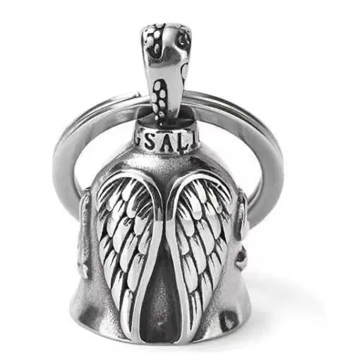 Vintage-style white angel feather design alloy necklace and keychain set.