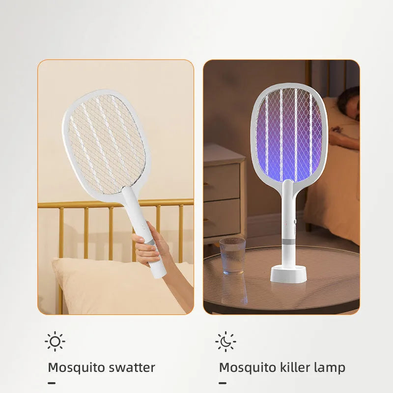 Rechargeable electric mosquito swatter with LED light in 959 and 996 colour options