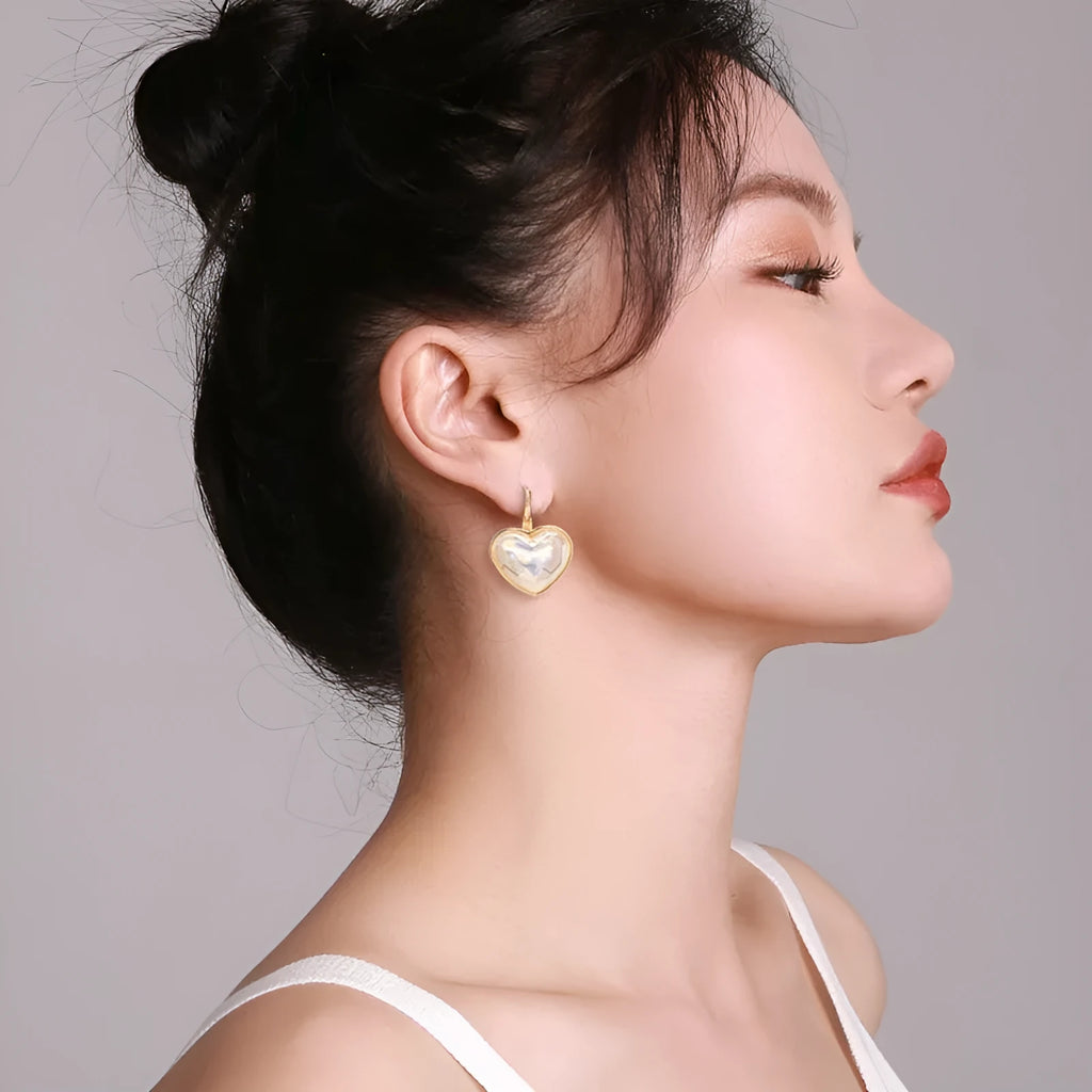 Gold-coloured alloy clip-on earrings with natural style design and metal decorative elements for women