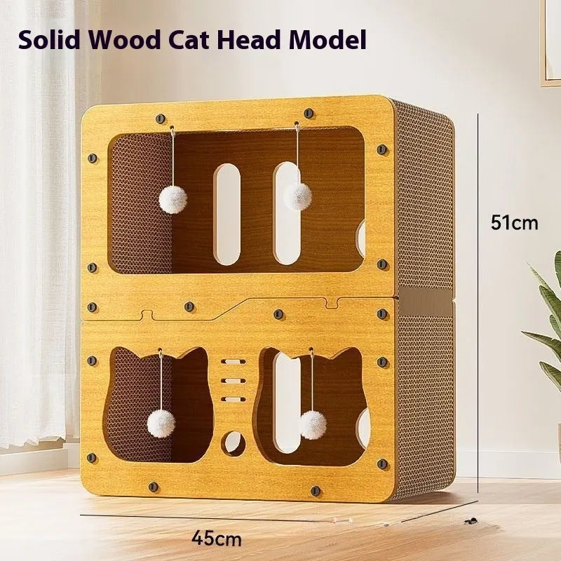 Double layer cat scratching board with matching cat nest in cute style options