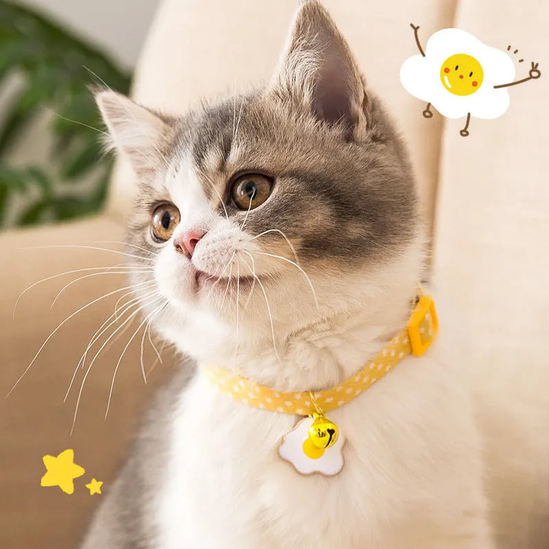 Adjustable cat collar with bell pendant and bow tie decoration for small pets