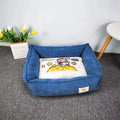 Rectangular dog winter nest bed in a choice of eight colours and two sizes, made from soft velvet-style fabric.