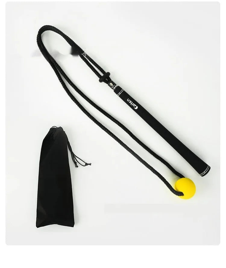 Black golf swing training rope with silicone elastic string for physical correction practice