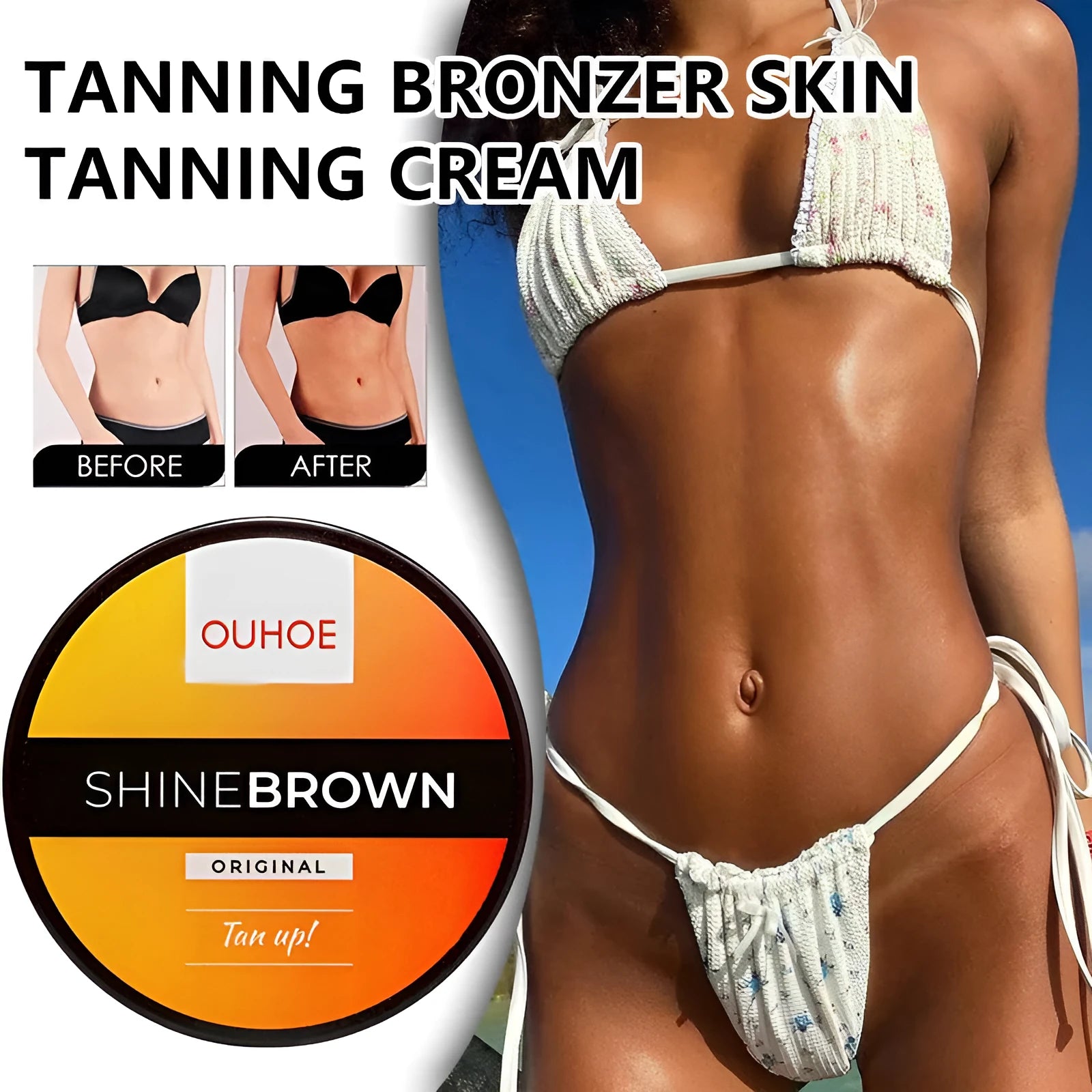 Tanning cream and aloe vera gel set in black packaging for intensive tanning and after sun repair.