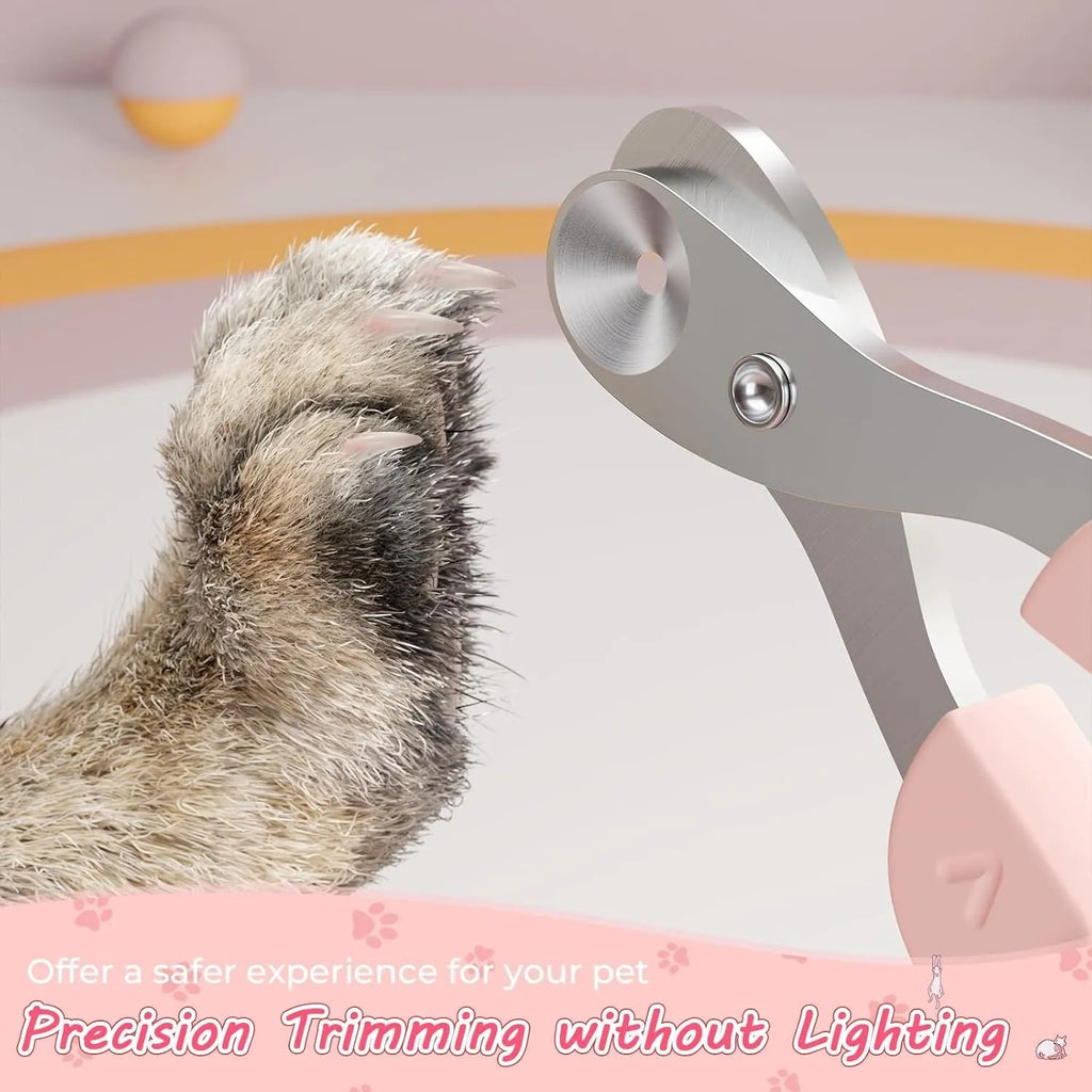 Blue pet nail clipper with positioning round hole and non-slip handle