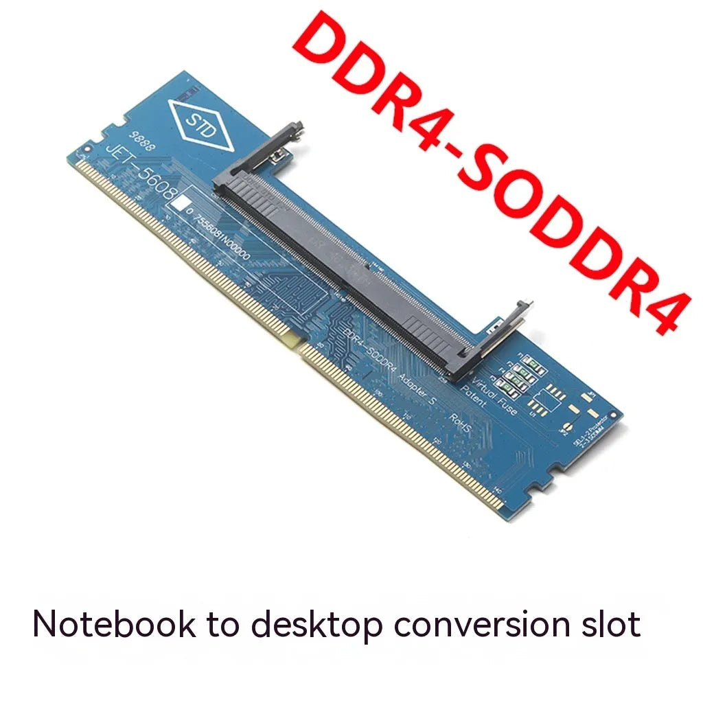 Memory adapter card converting laptop DDR4 SO-DIMM to desktop motherboard slot