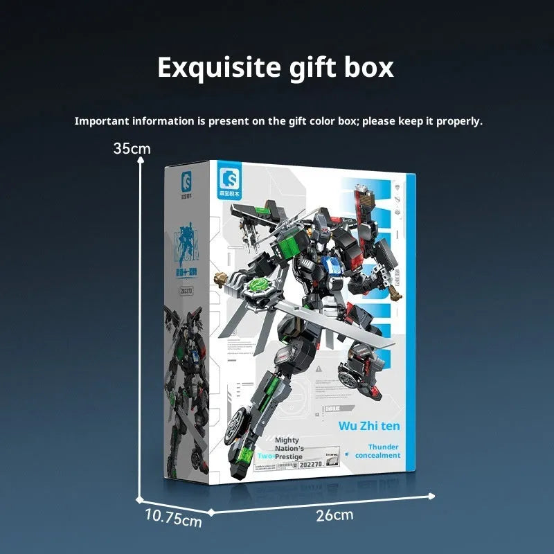 Wu Zhishi Lei Yin building blocks – God Of War deformation model in Ten Lei Yin colour, small particle plastic