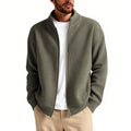 Loose men's cardigan sweater coat in acrylic blend, shown in milky white colour