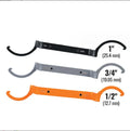 Crescent magnetic suction, locking, and catheter wrenches from the H251 three-piece set in orange, grey, and black.