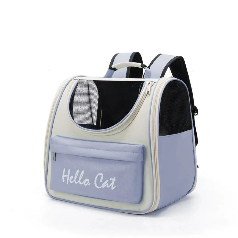 Portable PET bag in breathable Oxford PVC with large space for small pets, solid colour design