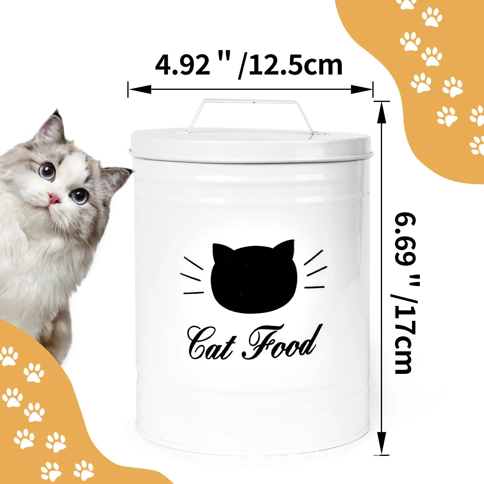 Round iron sheet storage can with 301-500ml capacity in black or white colour options