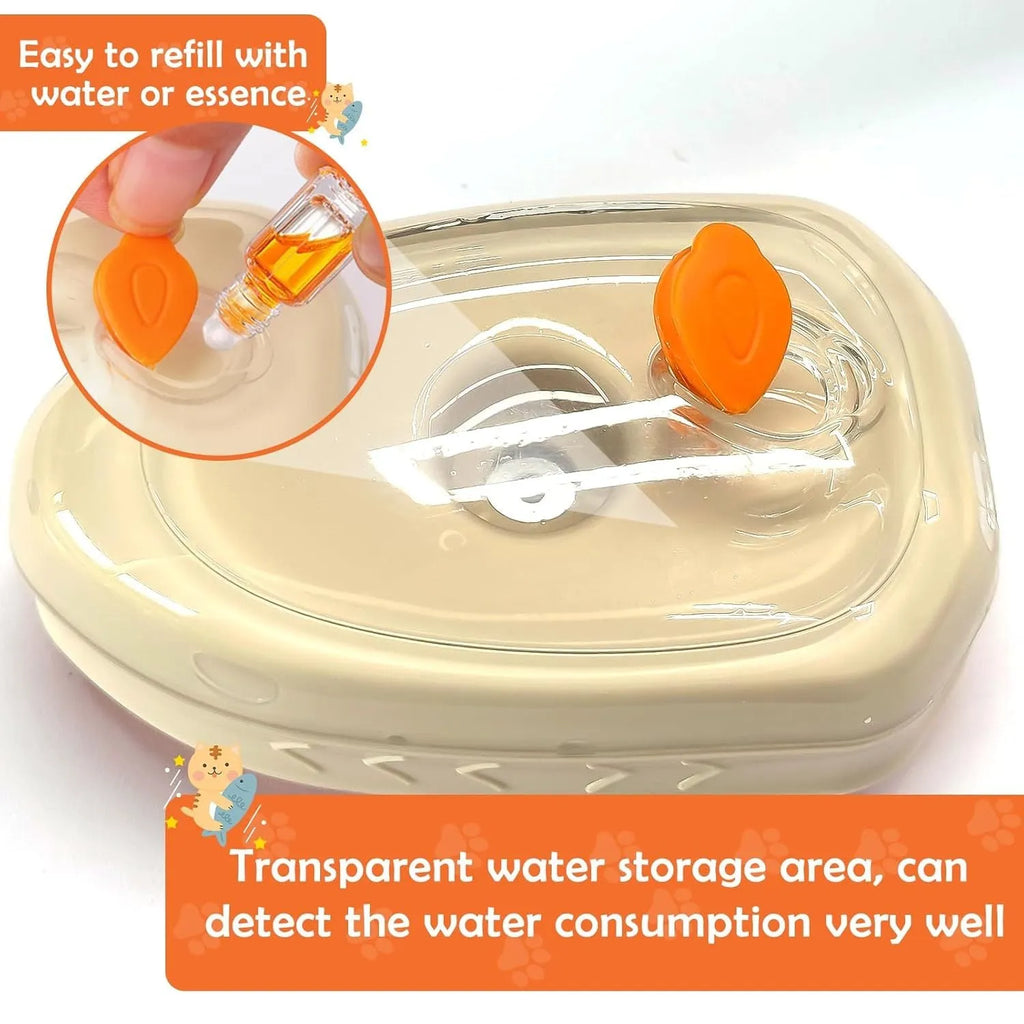 Yellow 4-in-1 cat steam brush with silicone teeth and ringworm detector for pet grooming