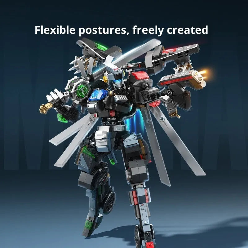 Wu Zhishi Lei Yin building blocks – God Of War deformation model in Ten Lei Yin colour, small particle plastic
