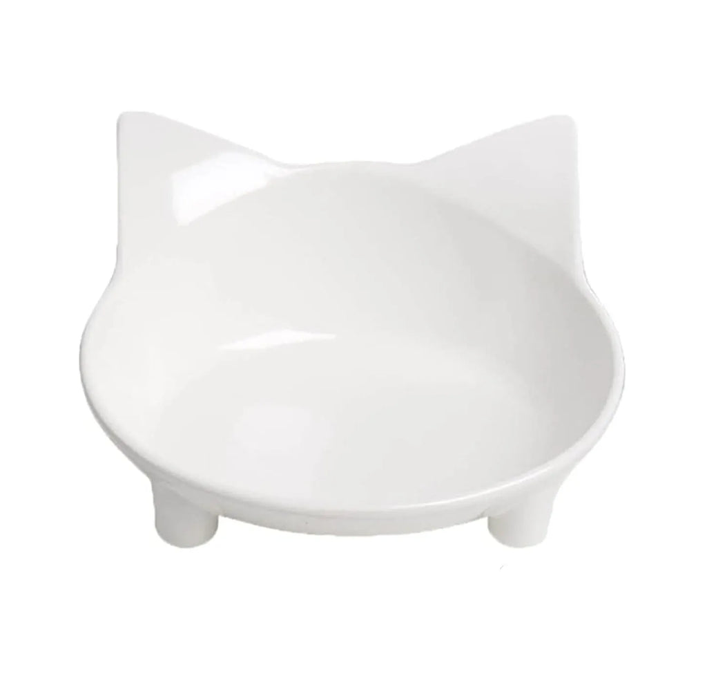 Shallow melamine cat bowl with anti-skid rubber base in black or white colour