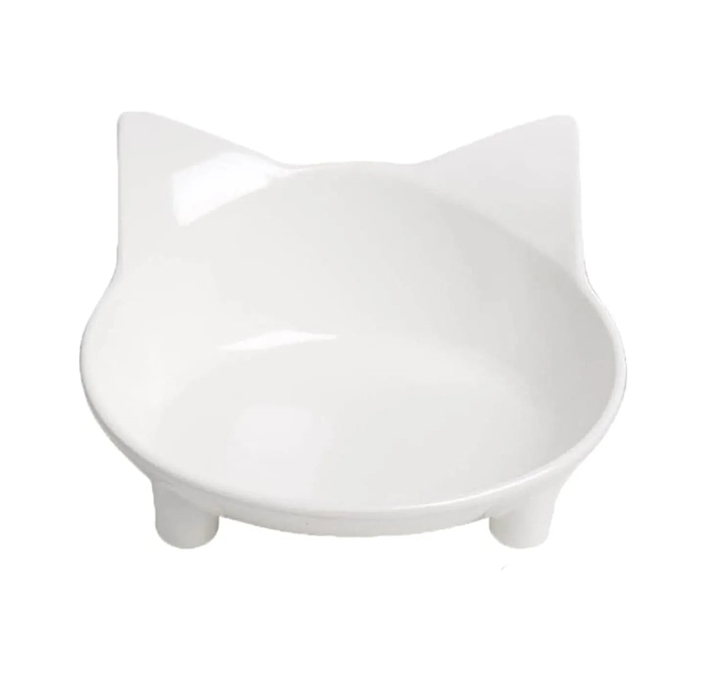 Shallow melamine cat bowl with anti-skid rubber base in black or white colour