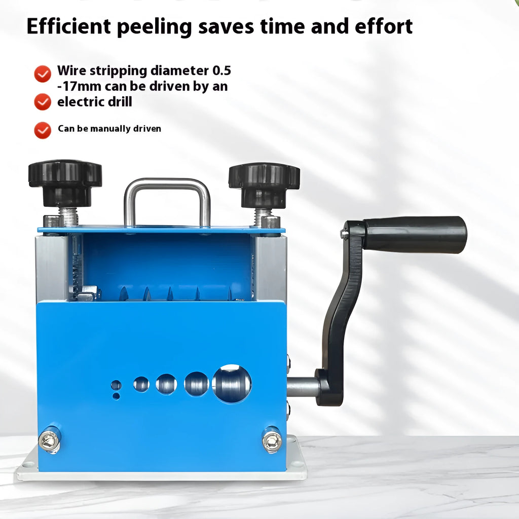 SD-017 manual wire stripping machine showing automatic porous design for 0.5mm to 17mm cable diameters