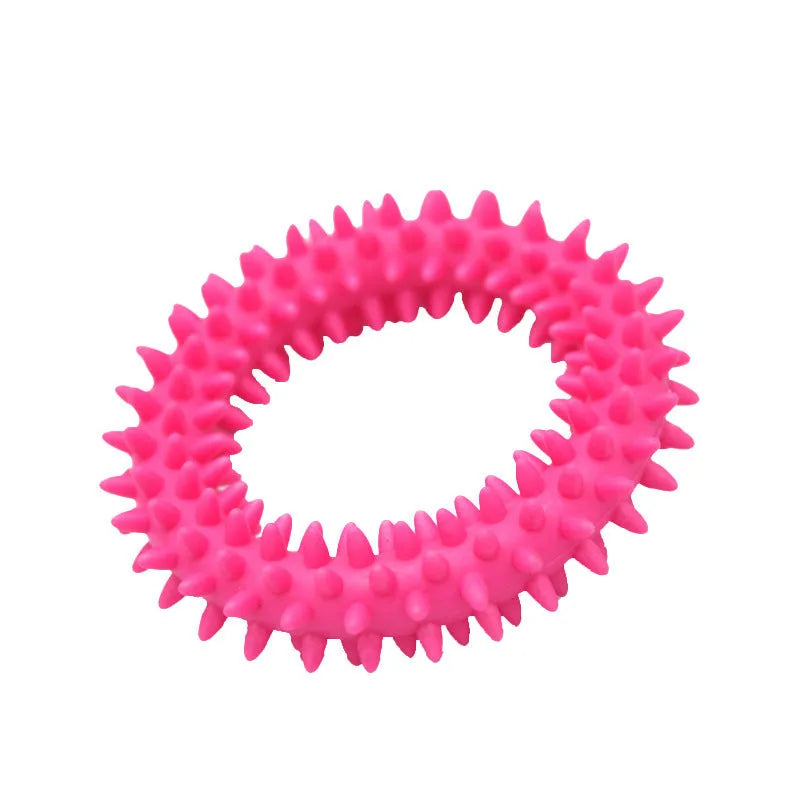 Colourful TPR spiky circle ring dog chew toy for dental cleaning and bite training