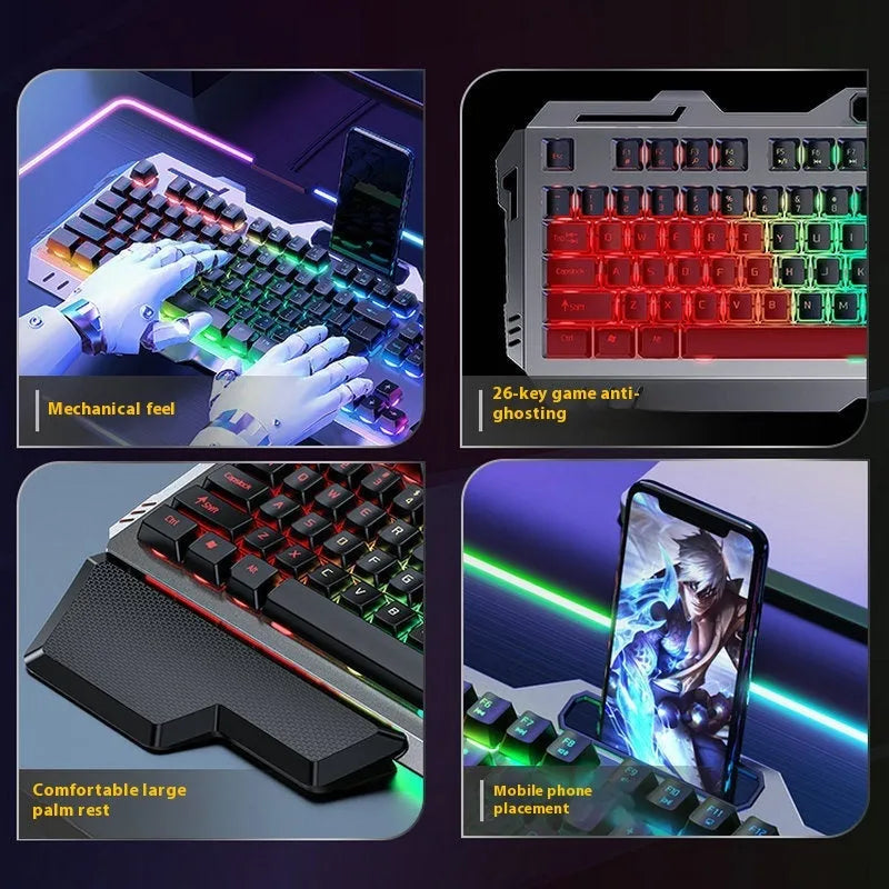 Aluminium mechanical-feel gaming keyboard with media control knob in metal grey finish