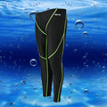 Men's nylon cropped swimming trunks in black with coloured lines suitable for swimming and cycling