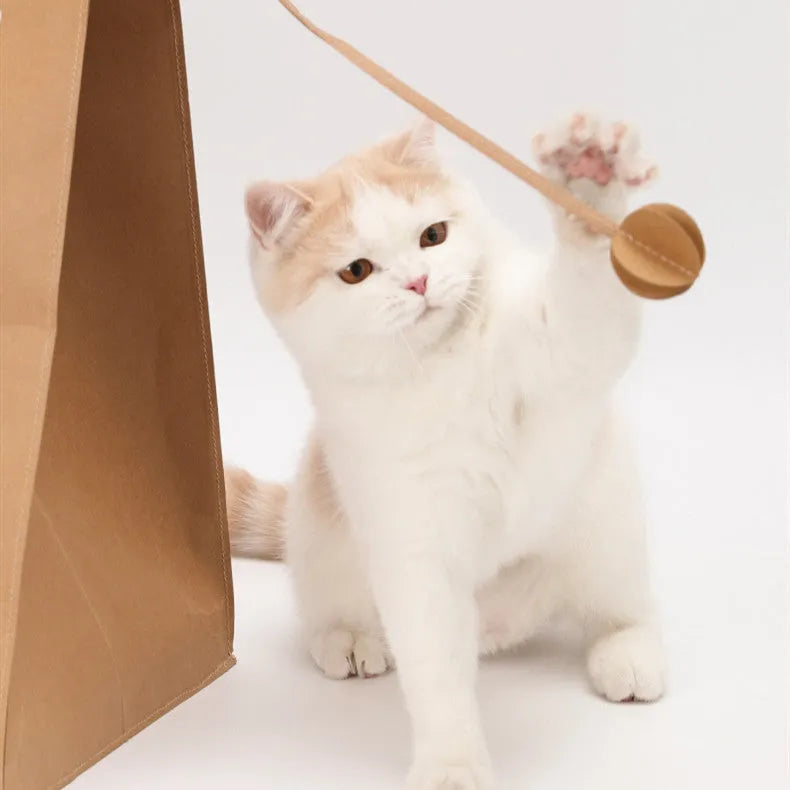 Brown washable kraft paper cat nest with integrated scratching board measuring 40x30x53cm