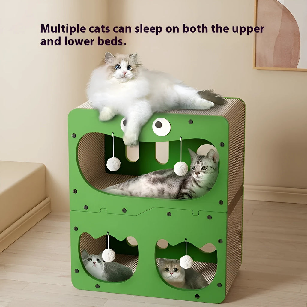 Double layer cat scratching board with matching cat nest in cute style options