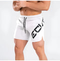 Men's elastic waist training running shorts in black with knee-length cut