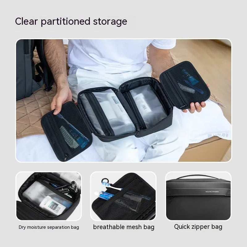 Multi-layer oxford cloth storage bag with wet-dry separation compartments in graphite grey colour