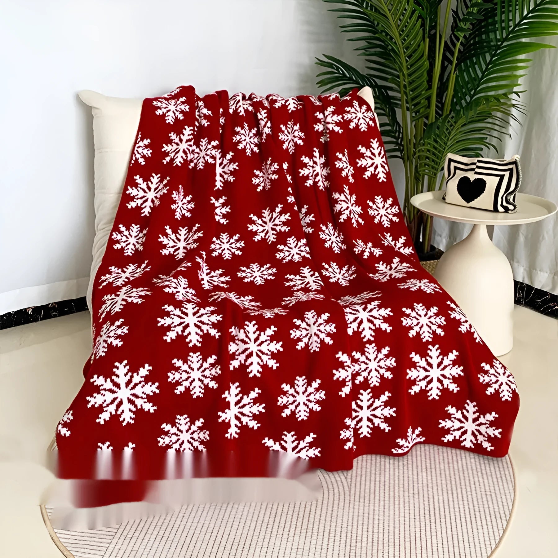 Personalised Christmas blanket with snowflake or reindeer pattern, size 110x130cm