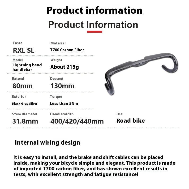 Carbon fibre road bicycle drop handlebar in black grey silver, shown in UD matte and bright finishes