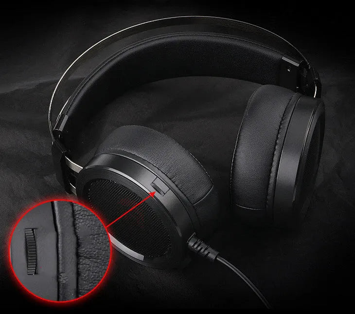 Black wired computer gaming headset with over-ear design and 3.5mm audio connector