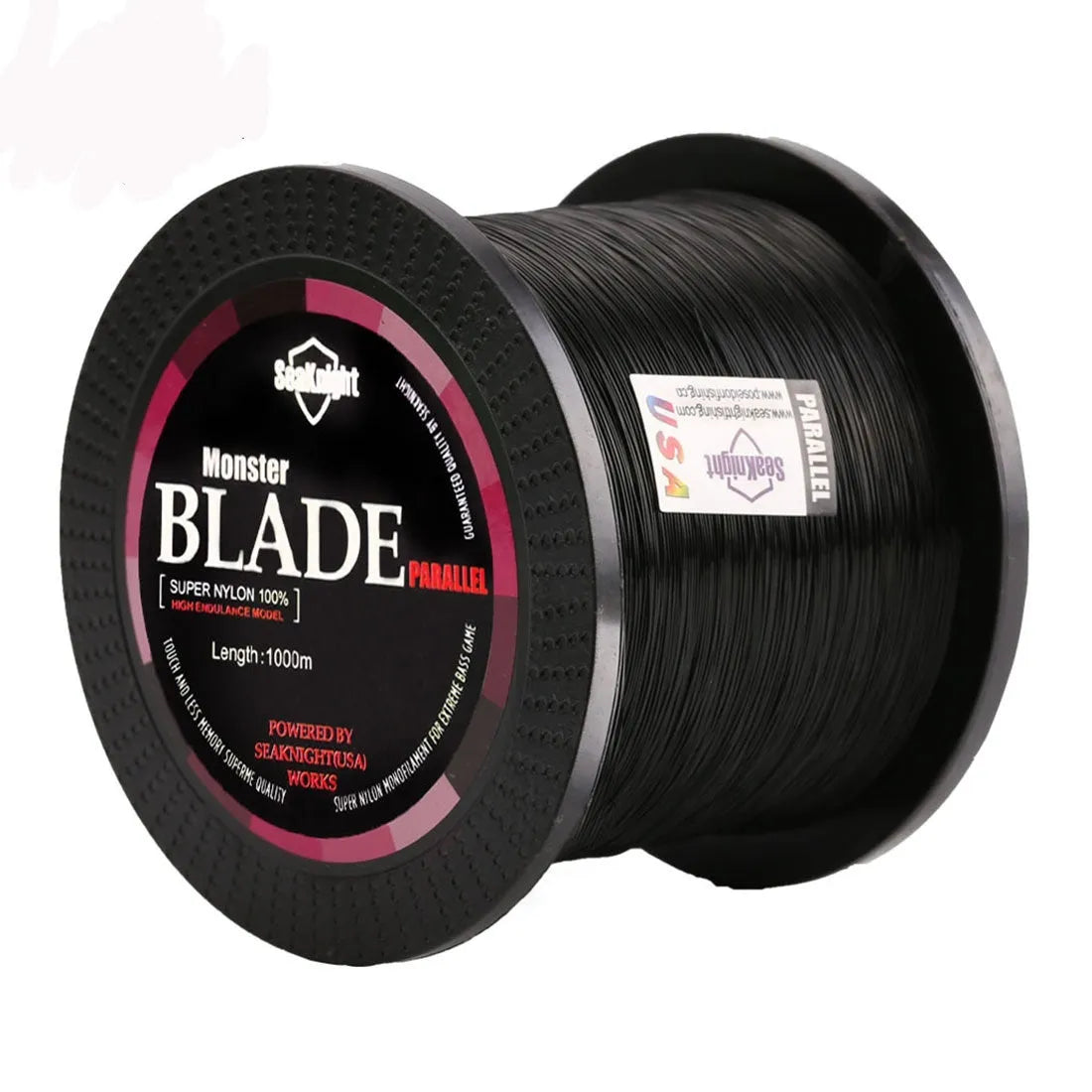 Seaknight 1000 M nylon fishing line spool in multiple colour options showing diameter sizes from 0.4 to 8.0