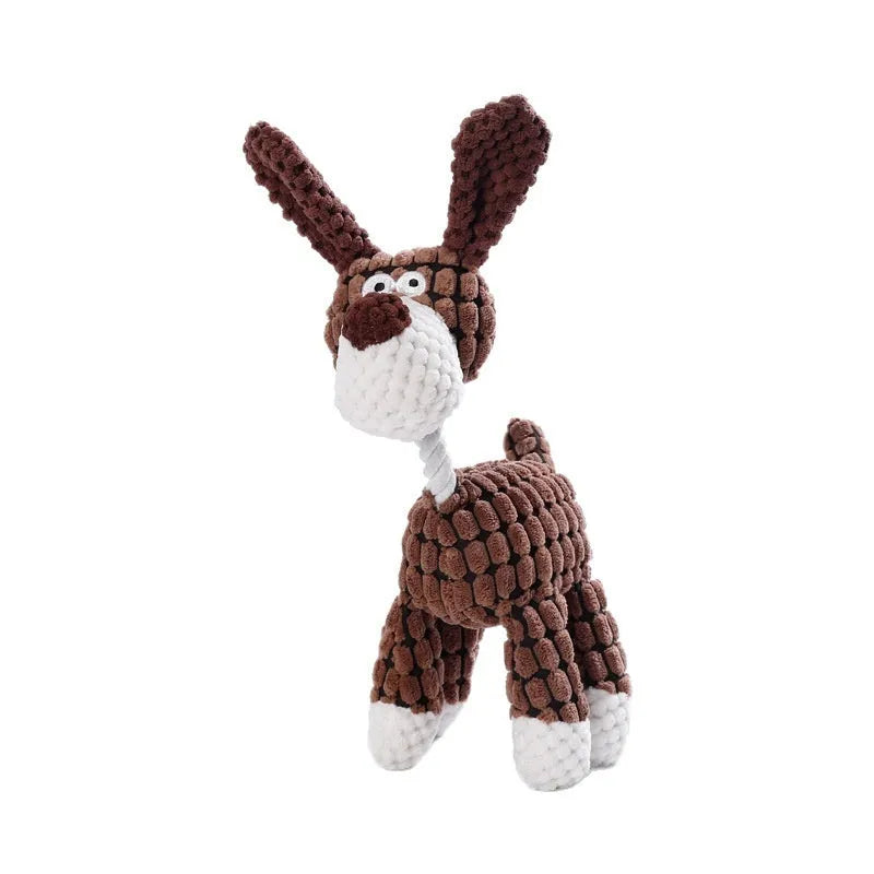 Soft plush puppy chew toy in animal character style for teething relief and companionship