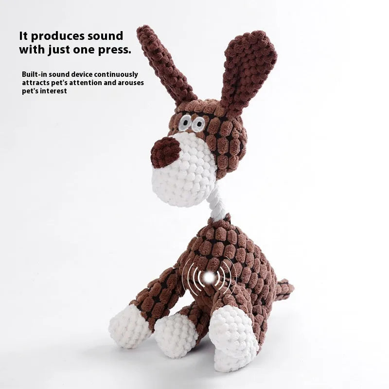 Soft plush puppy chew toy in animal character style for teething relief and companionship