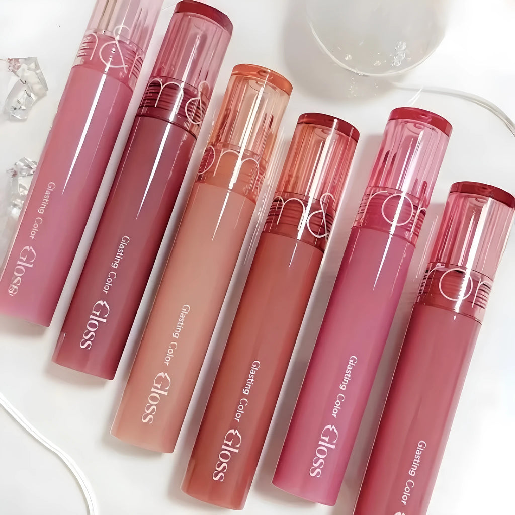 Water light mirror lip gloss in six shades with no stain on cup feature, 4G