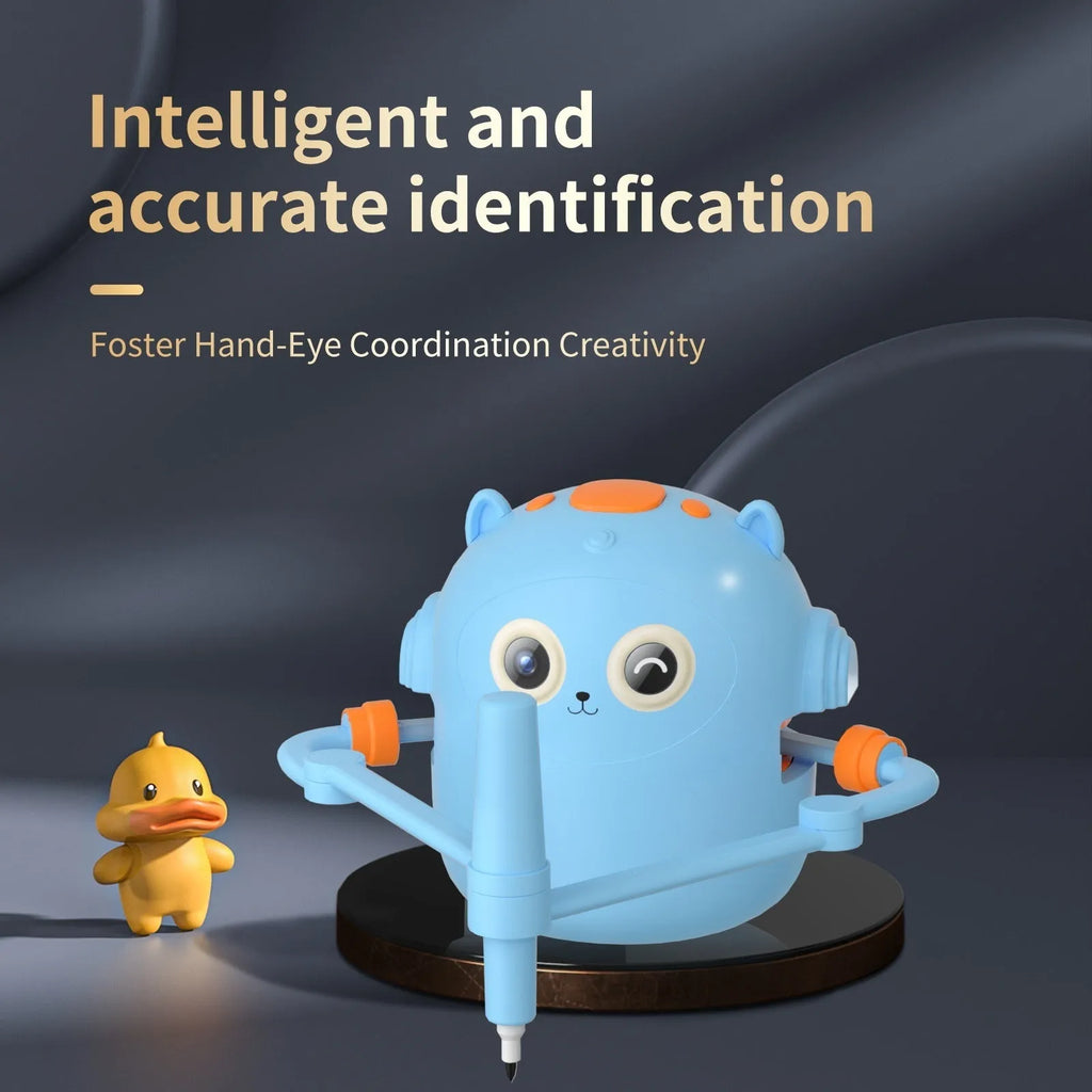Early education automatic painting robot in Lake Blue with drawing cards and coloured pens