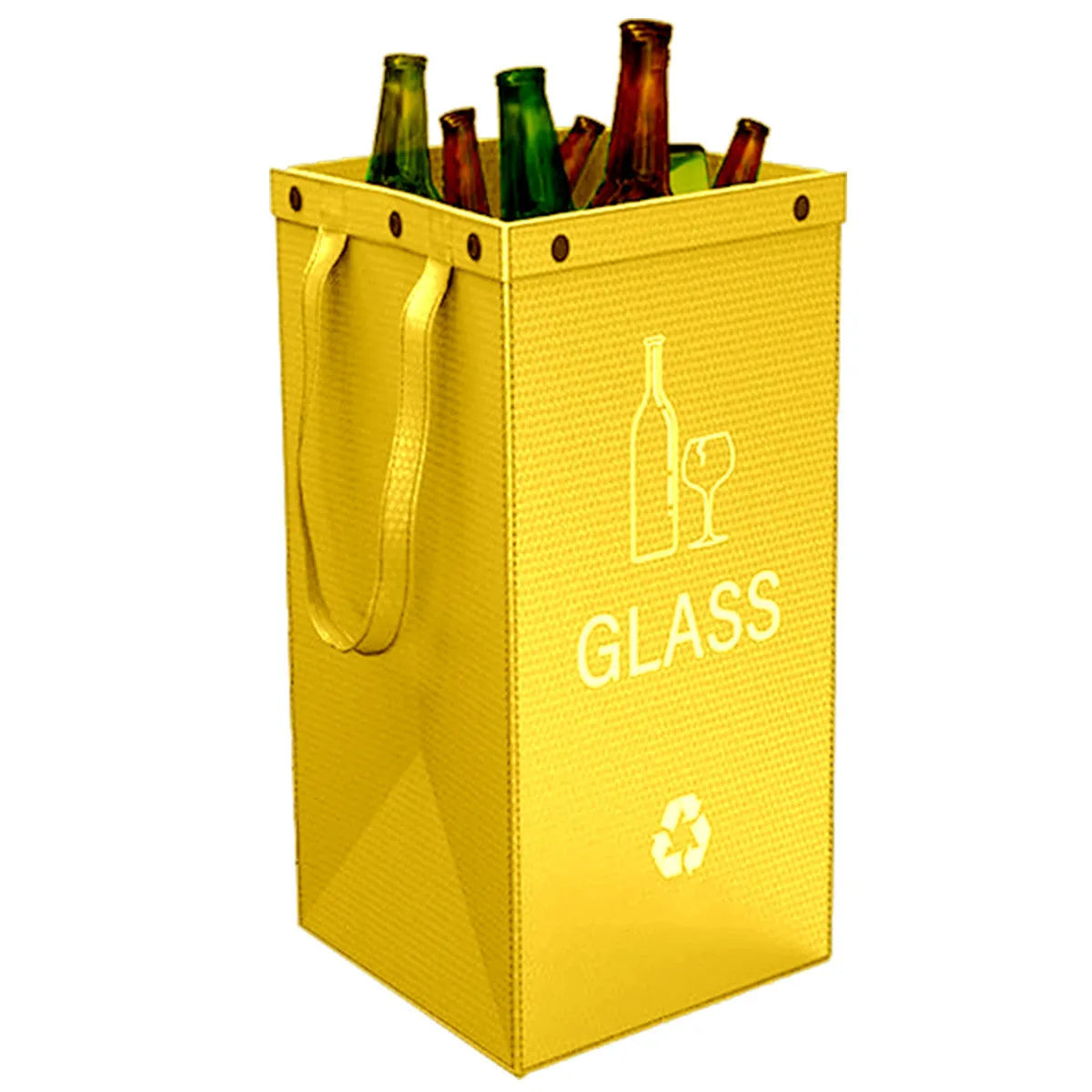 Blue 40-litre plastic handbag-style garbage bin with dimensions 30cm by 50cm by 30cm.