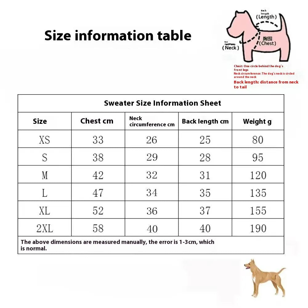 Wool pet dog sweater for autumn and winter in monochrome or two-tone colours