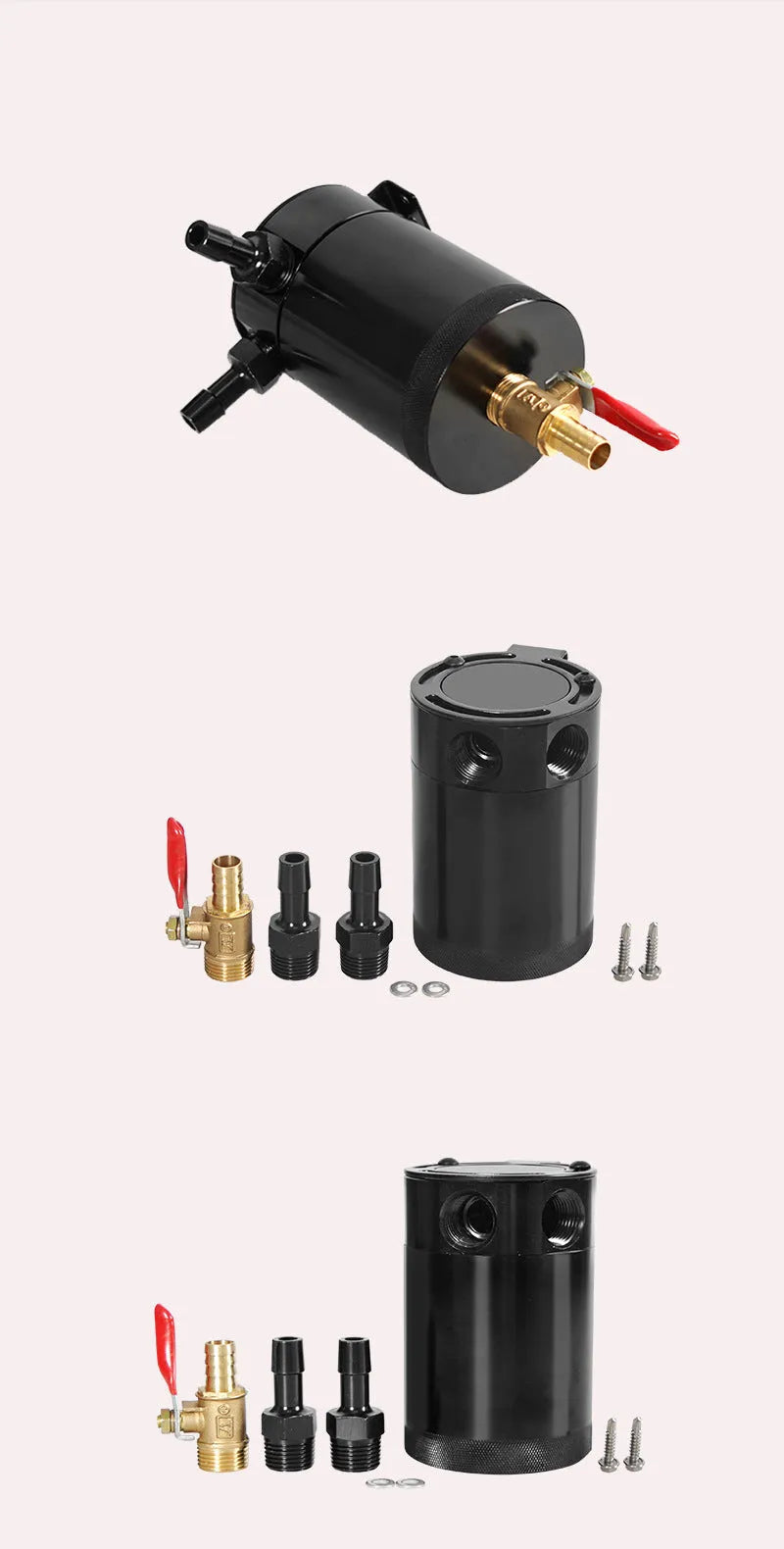 Aluminium automotive machine oil pot with two-hole design in black or silver finish
